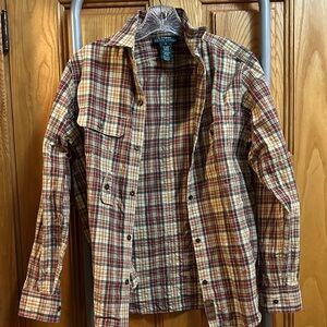 Polo by Ralph Lauren Plaid Button Down Shirt - Red, Tan, Cream